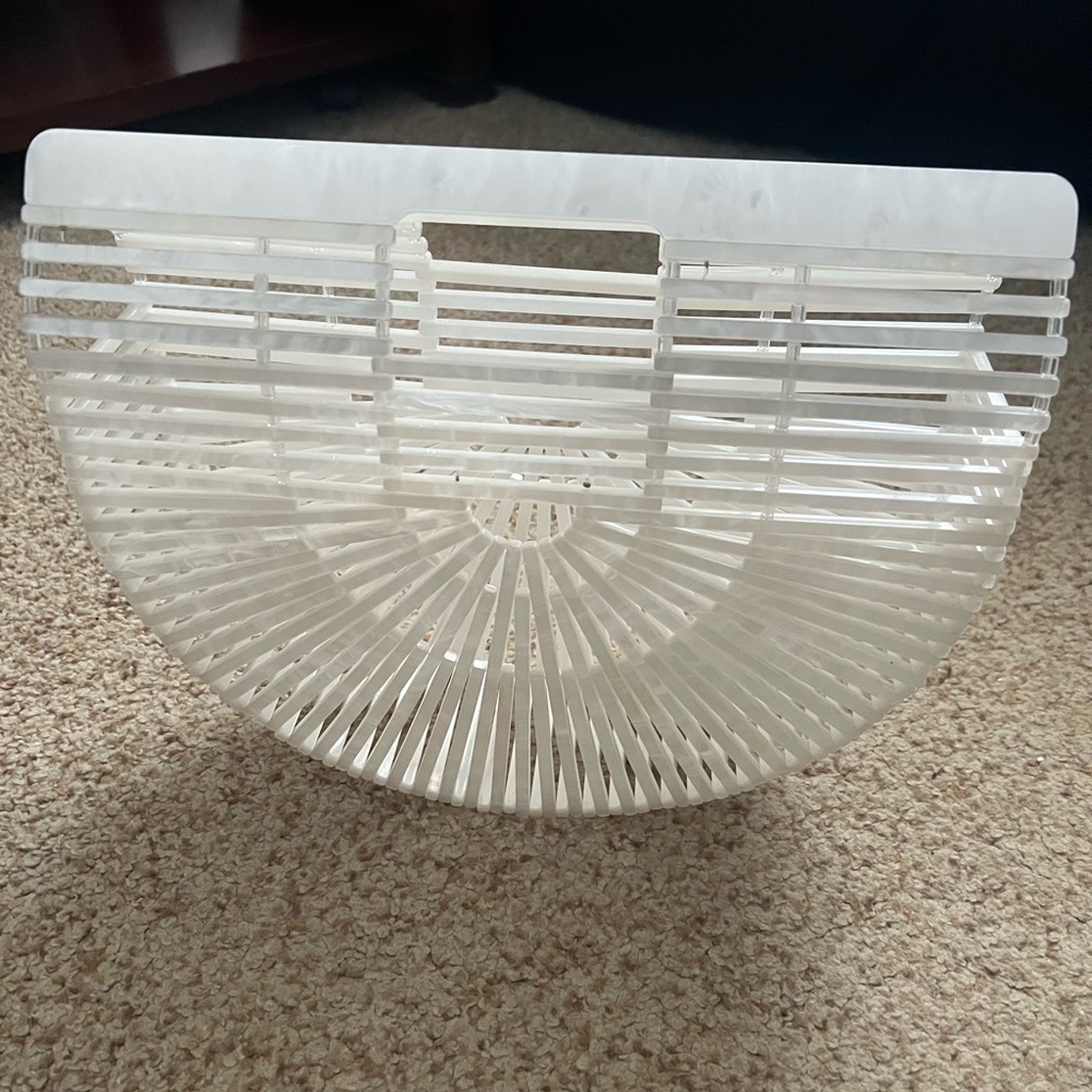 Pearl White Acrylic Top Handle Bag
